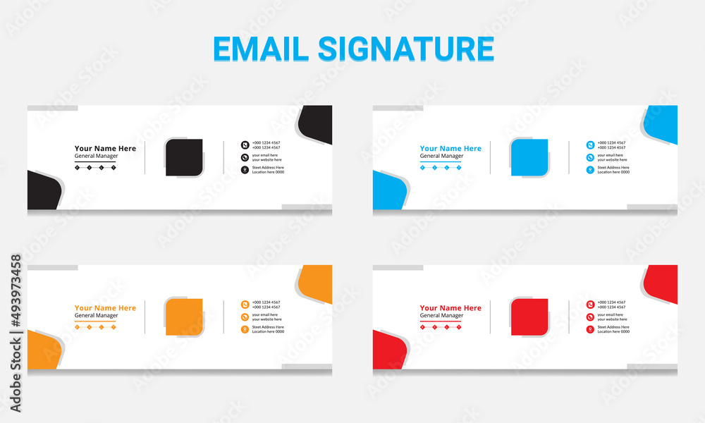 Modern and abstract layout email signature with an author photo place.the modern and minimal email footer layout