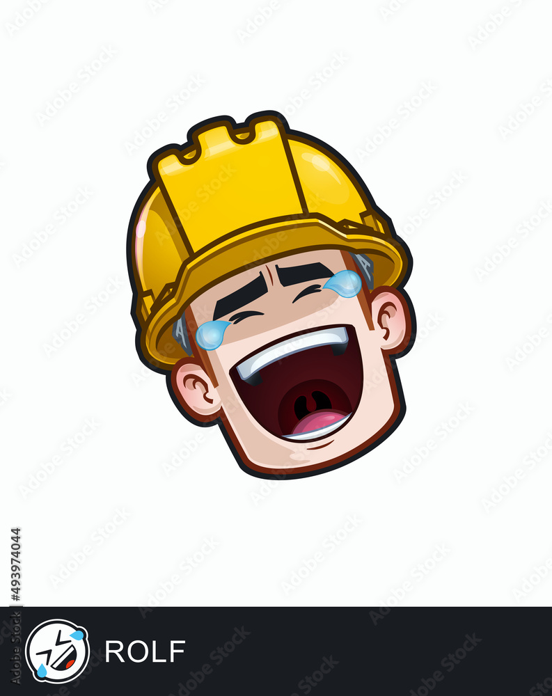 Naklejka premium Construction Worker - Expressions - Positive n Smiling - Rolling on the Floor Laughing