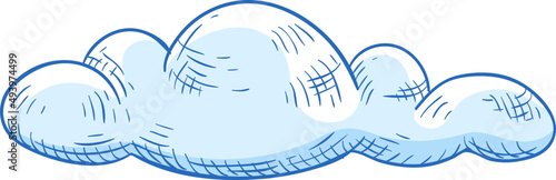 Blue Cloud Contour Hand Drawn Illustration