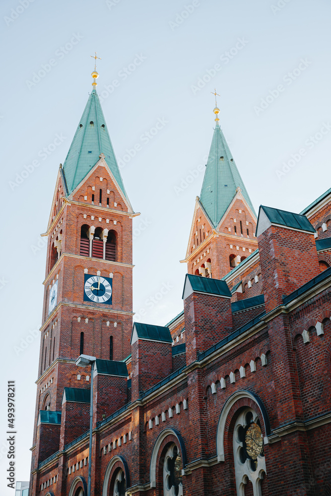 The Basilica of Our Mother of Mercy is a Franciscan church made of red bricks in Maribor, Slovenia