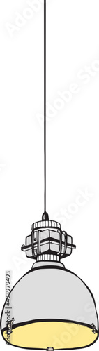 Loft Lamp Contour Hand Drawn Illustration