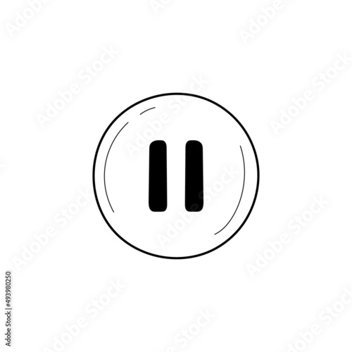 Pause doodle outline icon. Pause isolated button drawing element. Vector illustration