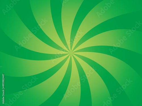 グラデーションねじれサンバースト背景のイラスト（緑）
