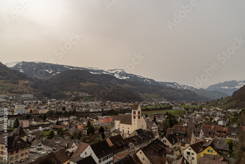 View over the area of Sargans in Switzerland