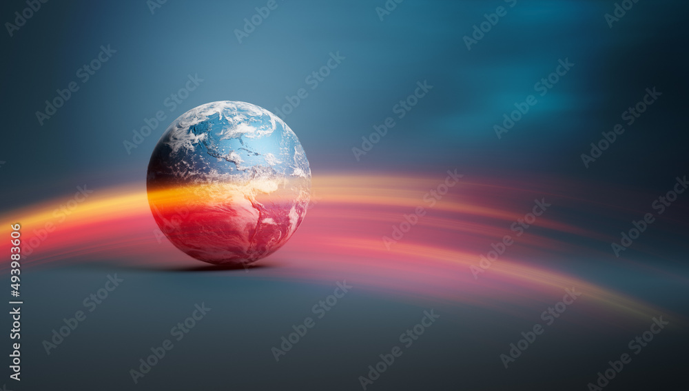 Blue planet earth and orange light effect. Earth day background. Blue planet earth and orange light effect. Earth day background.