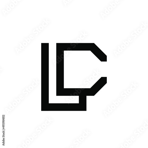 LC monogram logo.Letter c, letter l typographic icon.Lettering sign isolated on light background.Alphabet initials.Modern, design, geometric, web, tech style characters. 