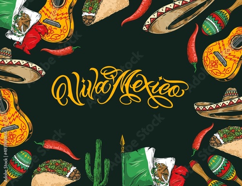Viva Mexico horizontal vintage banner