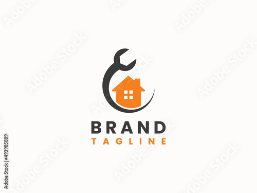 creative house fix logo template, home repair logo