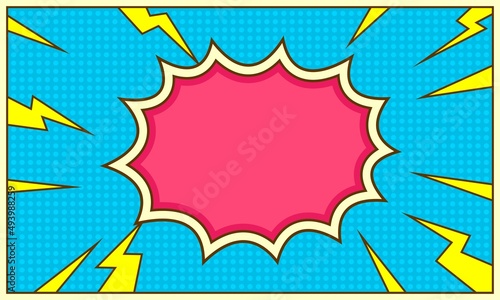 Blank comic cartoon background with thunder flash
