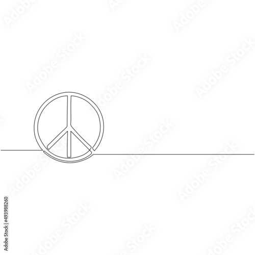 Peace sign - continuous one line drawing. Minimalistic line art. Peace and respect concept.