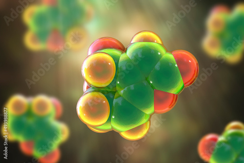 Molecule of patulin toxin, 3D illustration photo