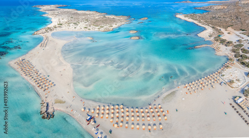 Aerial view of Elafonissi beach, Crete, Greece photo