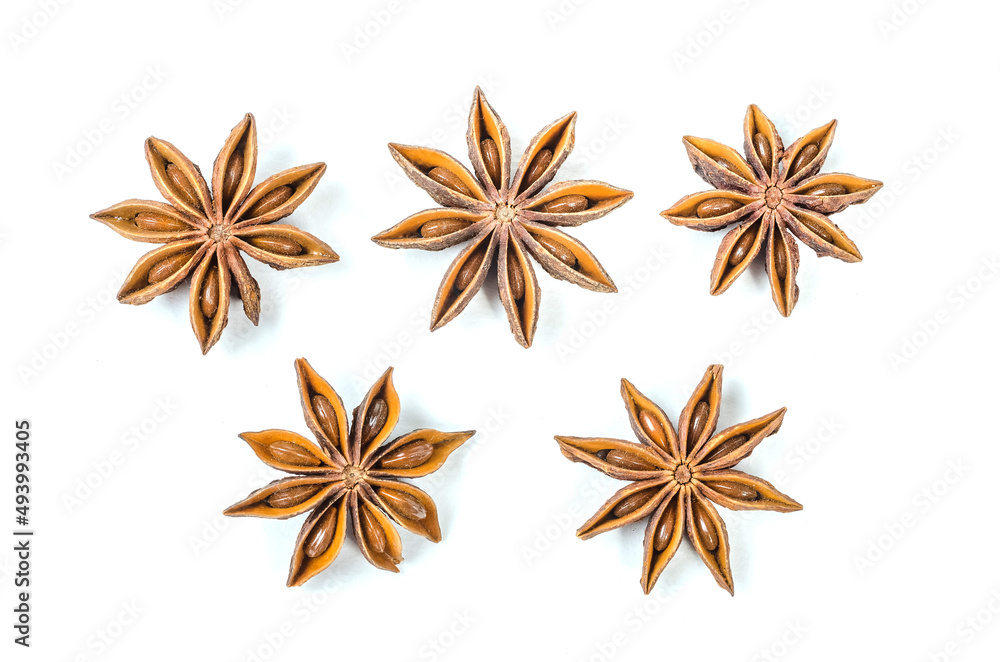 Fototapeta premium Fragrant spice star anise isolated on white background