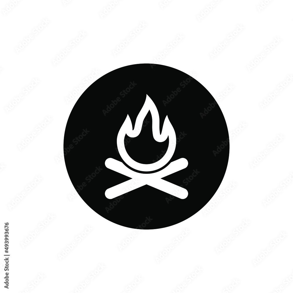 Fire is burning the branch vector illustration. Campground icon.Camp map marker. Fire is burning the branch vector illustration. Campground icon.Camp map marker.