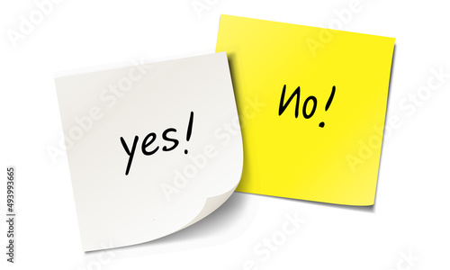 Overlapping Paper Notes with handwritten Yes and No
