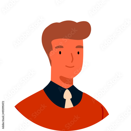 Man Portrait at Round White Frame Cartoon Illustration