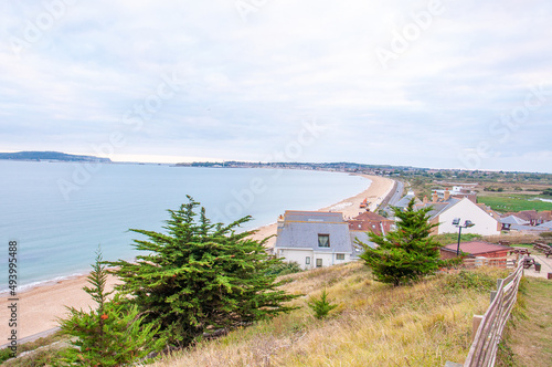 Coastal scenery along Bournemouth beach, Dorset, England.