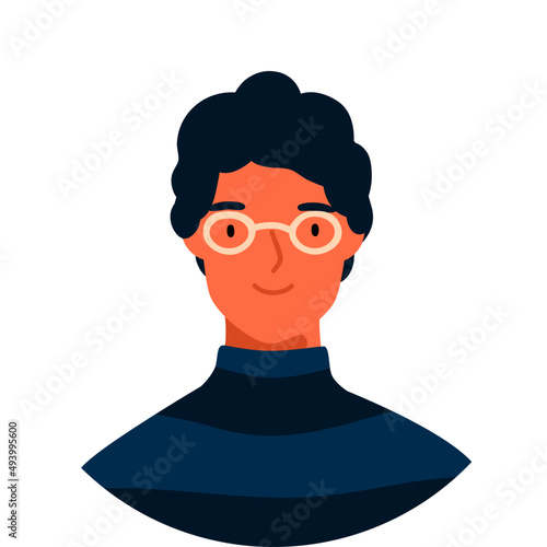 Person in Glasses Avatar on Round White Background Illustration