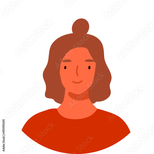 Woman Portrait on Round White Background Illustration