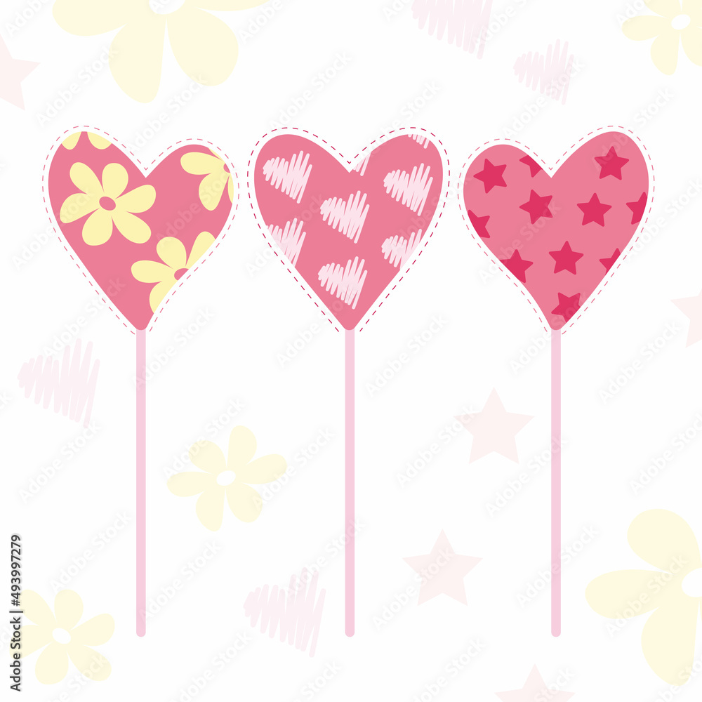 Candy beautiful hearts with flowers