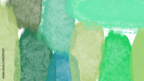 fresh green watercolor surface with splatters on white background, vector illustration