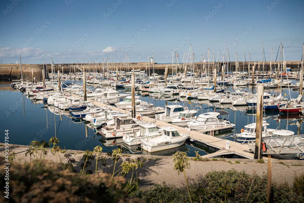 Boats in the dock of Flamanville, France.