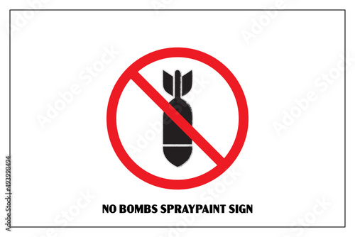 Stop the bombs graffiti antiwar sign. Anti violence stencil  design, ban the aviation bombing vector icon.