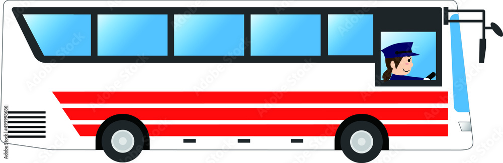 Naklejka premium 観光バスを運転する女性運転手
