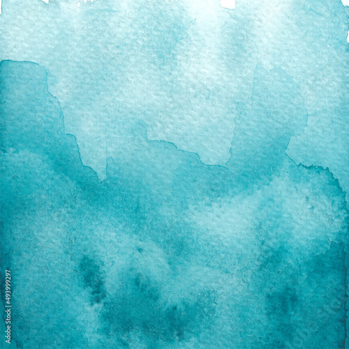Vector square hand drawn watercolor wash vibrant blue teal background © S E P A R I S A