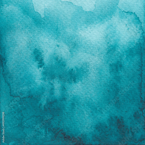 Vector square hand drawn watercolor wash vibrant blue teal background