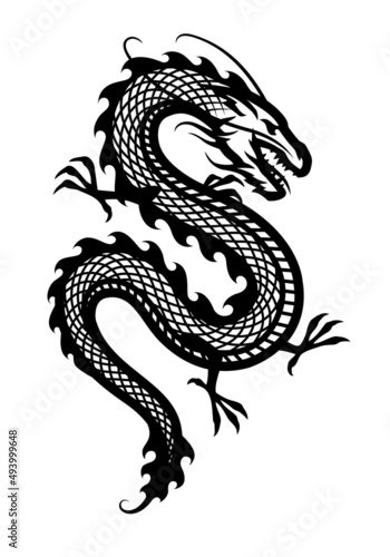 Traditional Chinese Dragon  logo  symbol. Vector illustration.