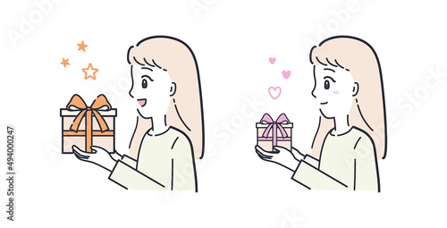 プレゼントを渡す女性のイラスト素材