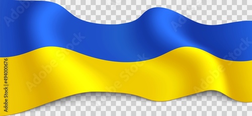 Long yellow-blue Ukrainian flag on transparent background.