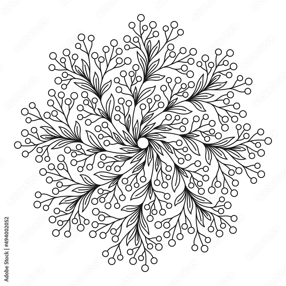 VECTOR COLORING IN THE FORM OF A ROUND PLANT MANDALA Stock Vector ...