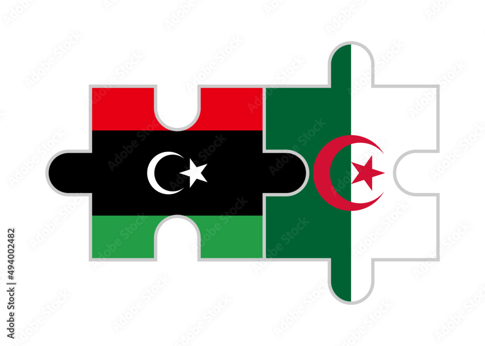 puzzle pieces of libya and algeria flags. vector illustration isolated on white background
puzzle pieces of libya and algeria flags. vector illustration isolated on white background