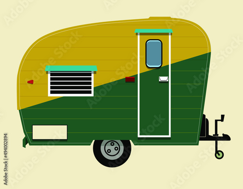 Mini caravan. Vector without gradients on one layer
