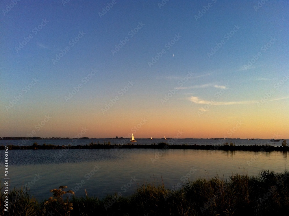 Sunset on Dutch lake