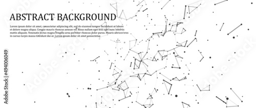 Network or connection. Abstract white background of new technologies. Data transfer. 3D vector illustration.