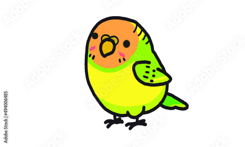 yellow green bird cartoon. yellow green bird doodle.