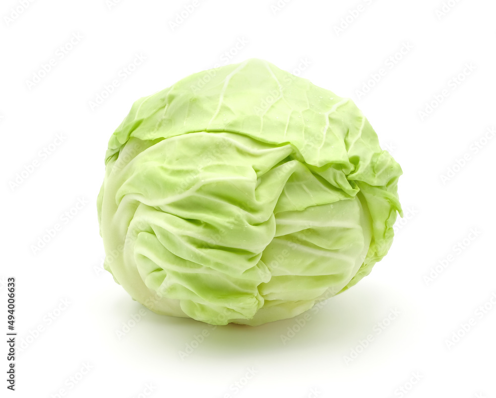Fresh cabbage with droplets of water isolated on white background. Fresh cabbage with droplets of water isolated on white background.
