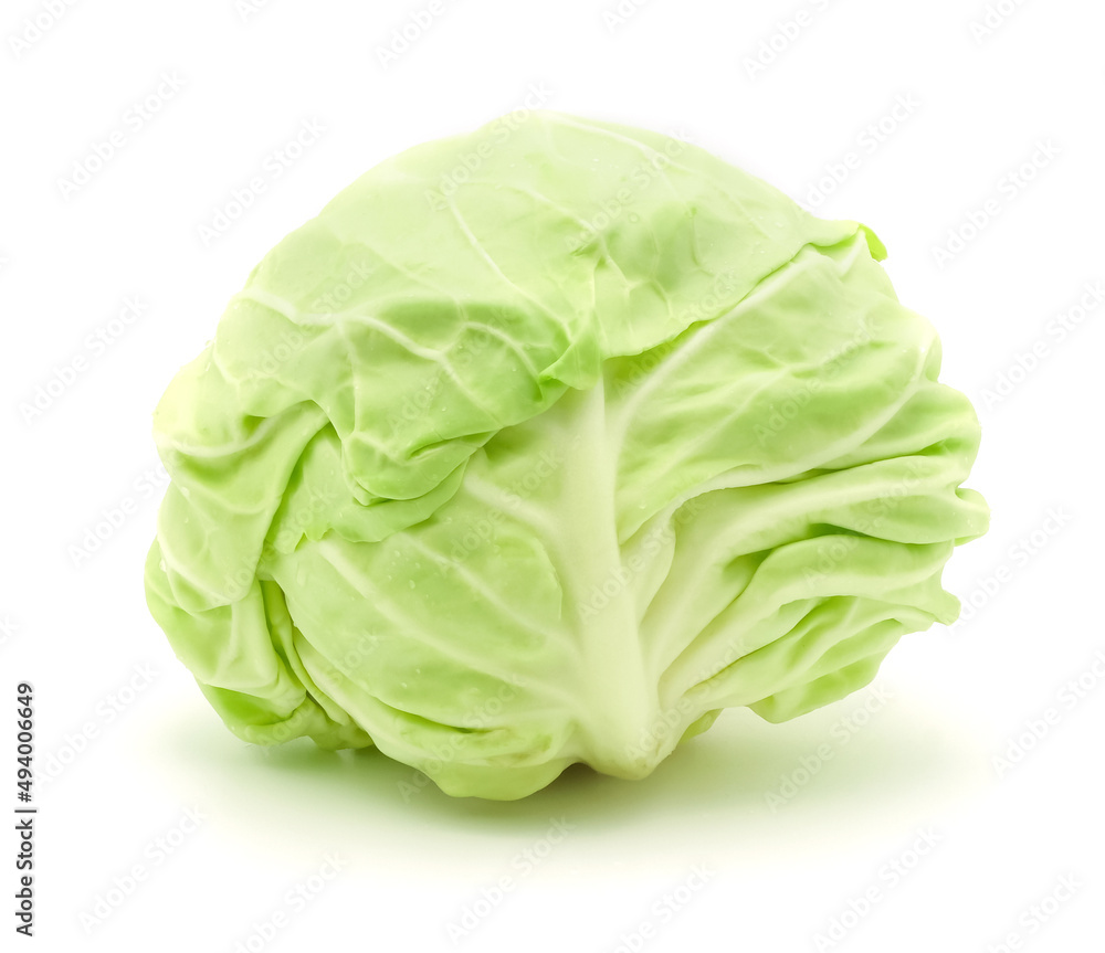 Fresh cabbage with droplets of water isolated on white background. Fresh cabbage with droplets of water isolated on white background.