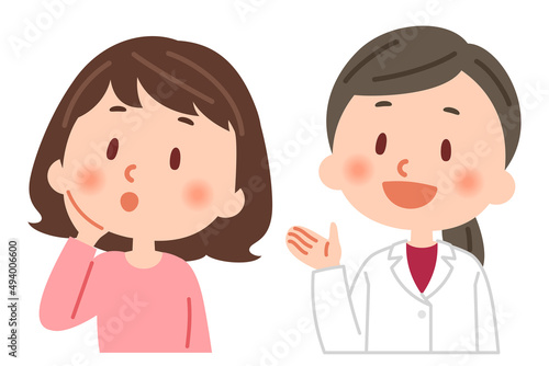 説明をする医師と説明を聞く女性