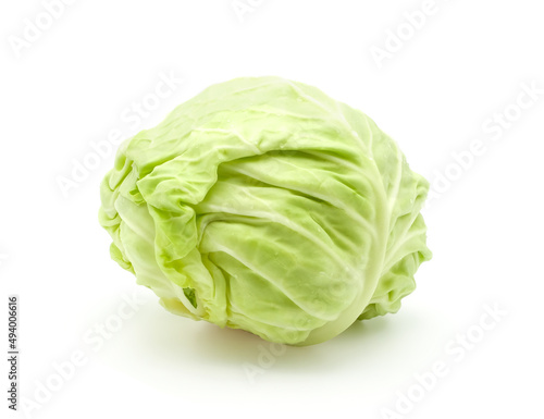 Fresh cabbage with droplets of water isolated on white background.,