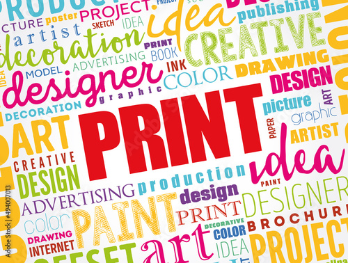 PRINT word cloud, creative business concept background