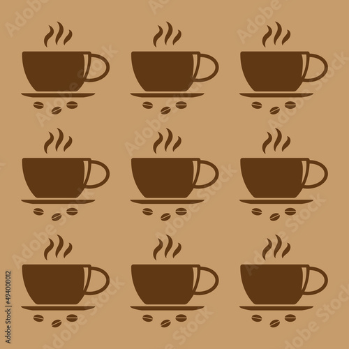 set of coffee cups brown vector graphic design,illustration,