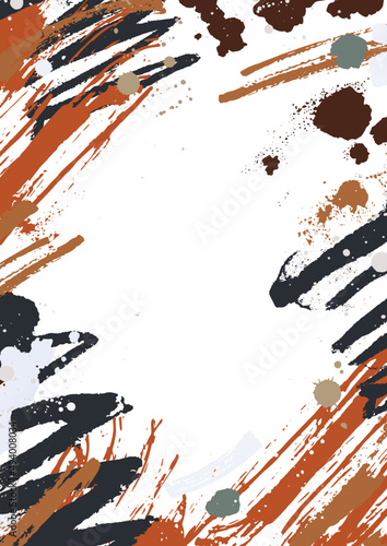 Abstract Stains and Brush Strokes Vertical Background Frame