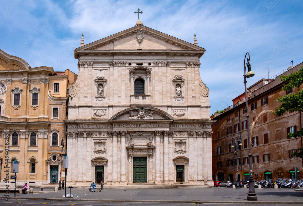 Santa Maria in Vallicella church of Oratorian order, known as Chiesa Nuova, at Corso Vittorio Emanuele II in historic center of Rome in Italy