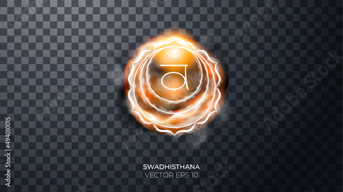 Second, sacral chakra - Swadhisthana. Illustration of one of the seven chakras.