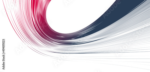 Curvature of space vector abstract art background, 3D linear flow distorted shape, deformed fluid, chaos of space.