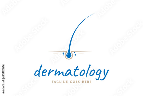 Simple Modern Skin with Hair for Dermatology Doctor Clinic Care or Consultation Logo Design Vector